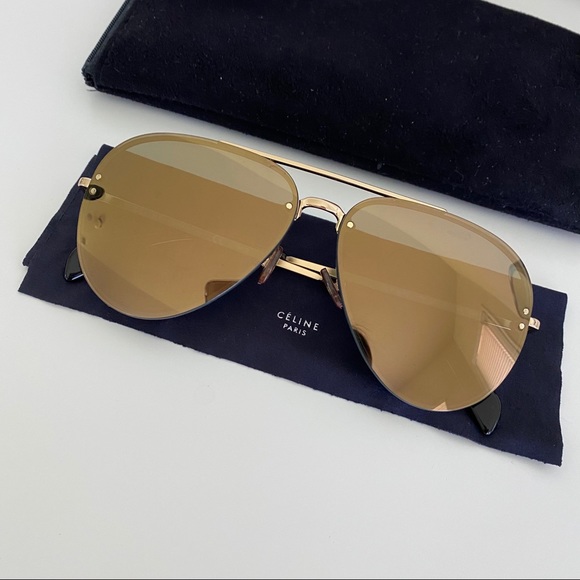 CÉLINE GOLD/BRONZE MIRROR AVIATOR 41391S J5G - Picture 5 of 14